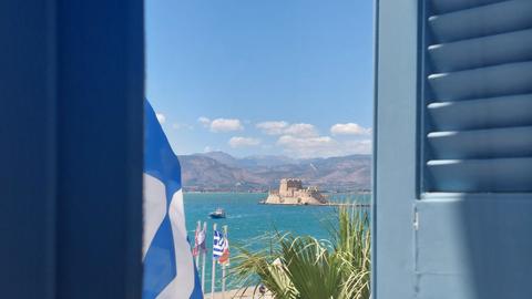View of Bourtzi from a window of the Center.