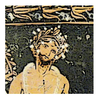 Painting showing Herakles wearing on his head an olive garland symbolic of athletic victories to be won at the festival of the Olympics.