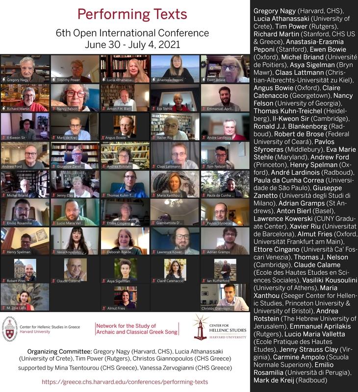Photos of all speakers, discussants, and other contributors to the conference while on a Zoom session. On the right-hand side a list with their names and academic affiliations, as well as the conference title, dates, and organizing committee.