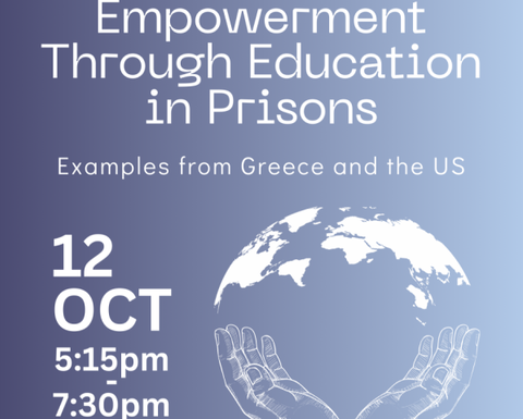 Poster of event with information about its title, date, time, and location, and the logos of the organizers. Light blue background with a graphic of two hands holding the Earth represented by a globe.